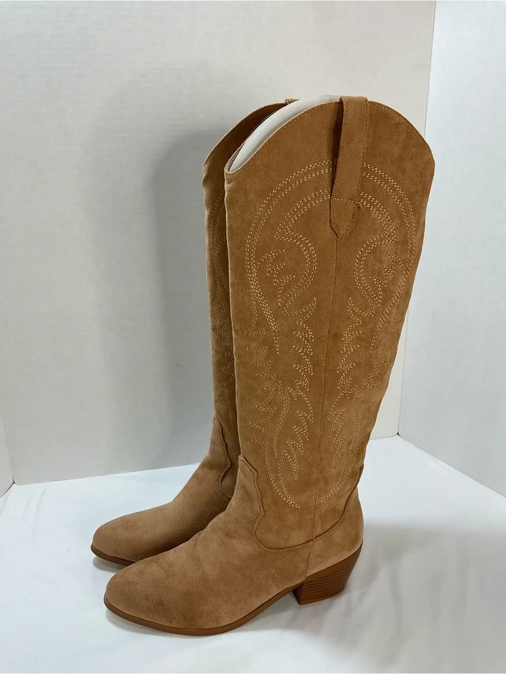 Over-the-Knee Suede Boots in Tan - Women's Fashion Knee High